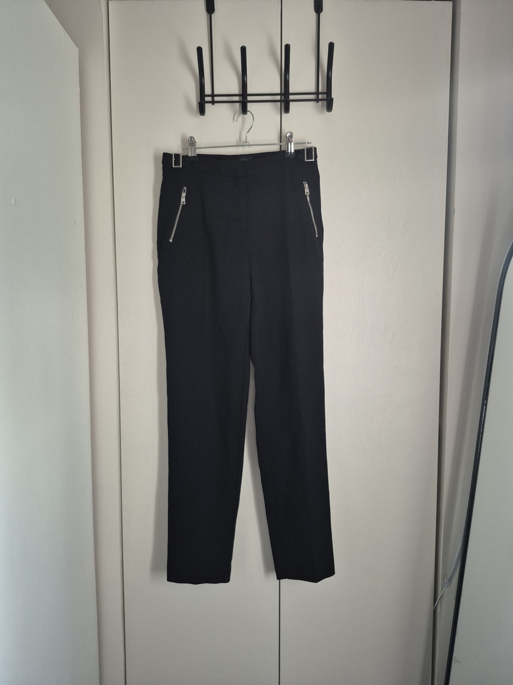 Dynamite Black Straight-Leg Trousers with Zip Pockets
